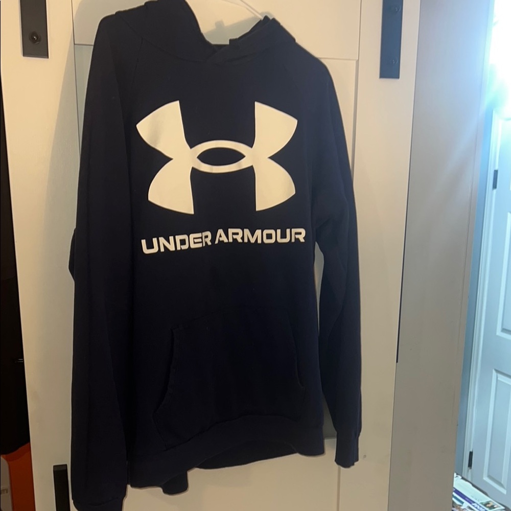 Under Armour Dark Blue Hoodie with White Logo